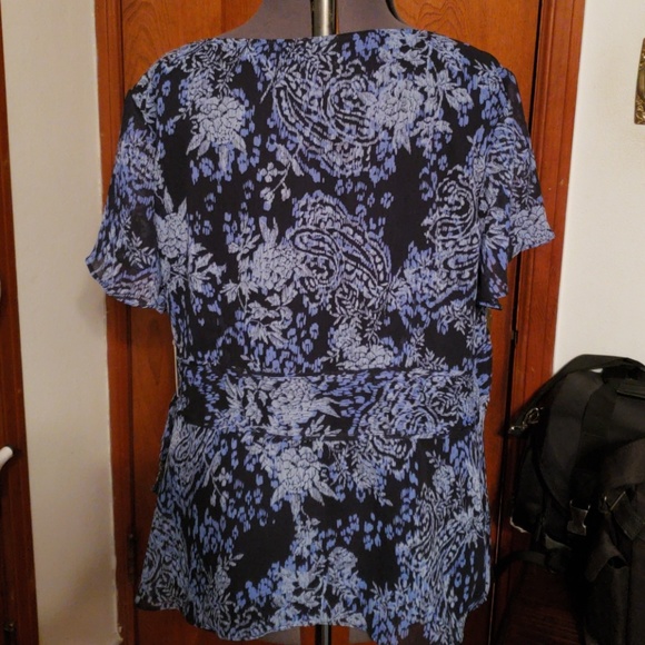 Covington Woman Blouse NWT 18W Blue & black - Picture 2 of 8